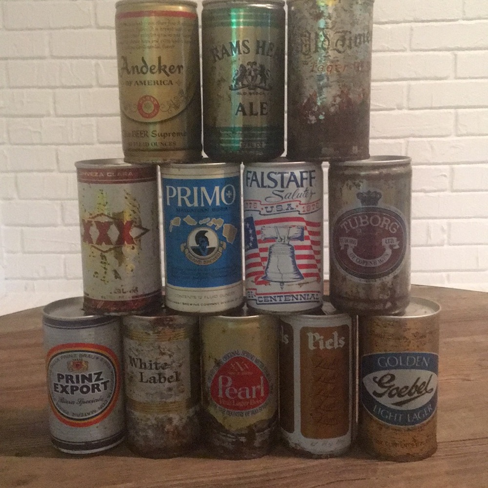 12 vintage beer cans (pull tab) empty